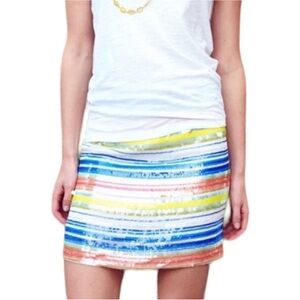 Vineyard Vines Sequin Stripe Multicolor Striped Mini Skirt Silk Size 12